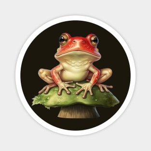 Cute Frog on Toadstool Magnet